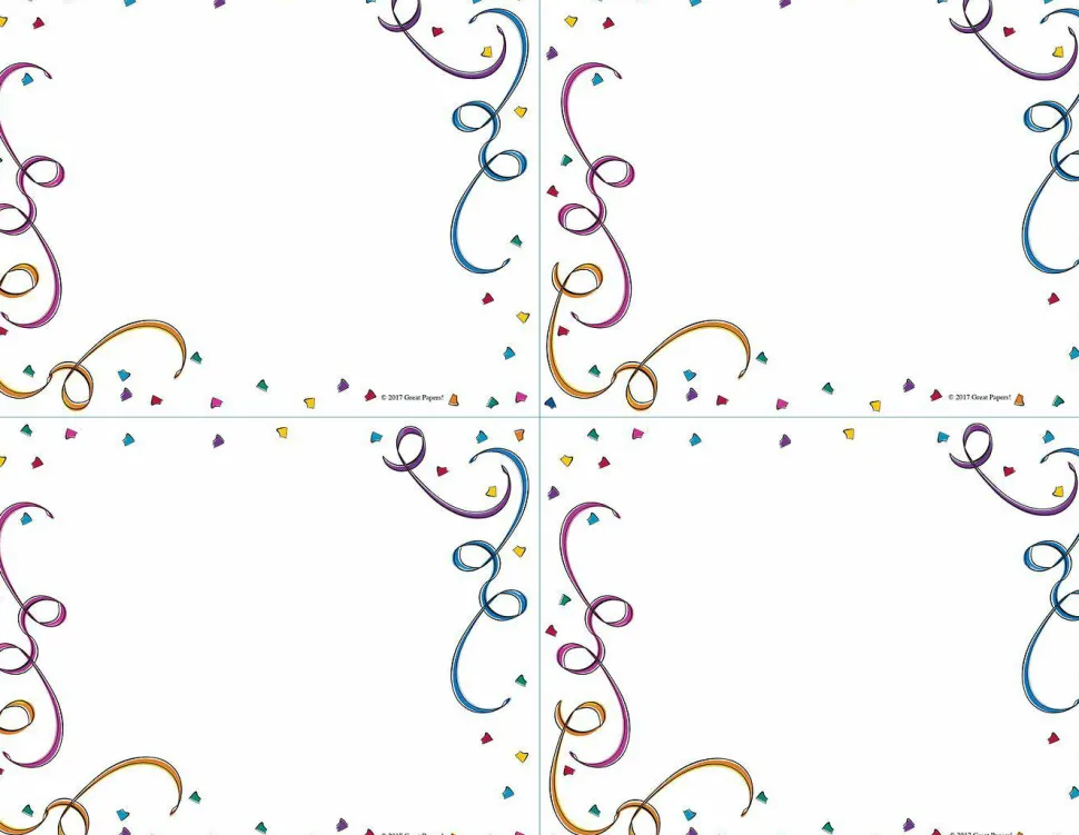 Great Papers! Postcards, 4-Up, Party Elements, 8.5" x 11" sheet/4.25" x 5.5" postcard, 10 sheets/40 postcards, Printer Compatible