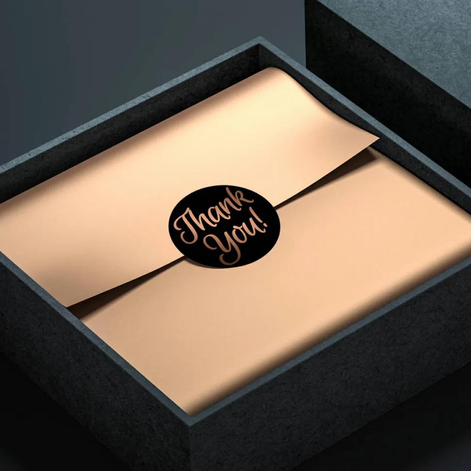 Great Papers! Thank You Black with Copper Foil Sticker Seal Roll, 1", 250 count