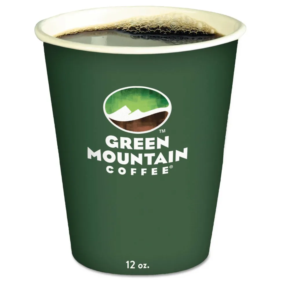 Green Mountain Coffee Paper Hot Cups, 12 oz, Green Mountain Design, 1,000/Carton