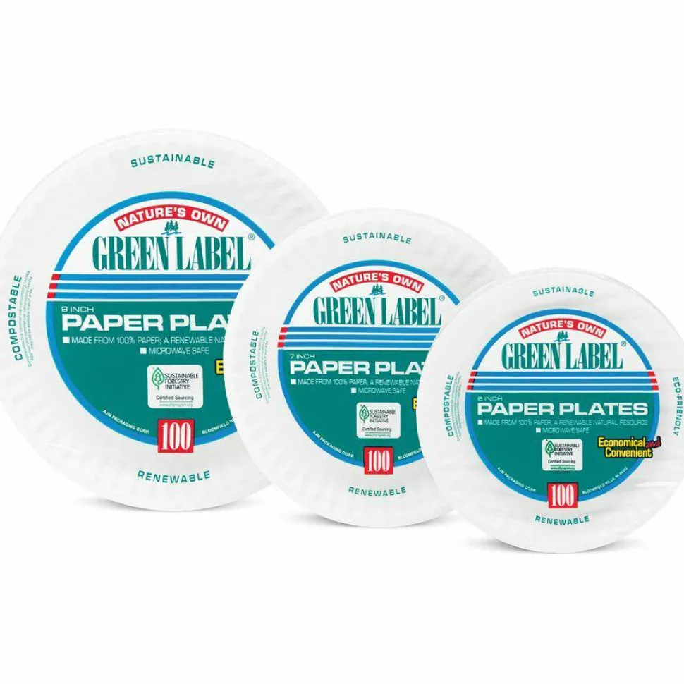 Green Label 9" Green Label Economy Paper Plates