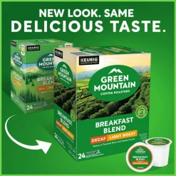 Green Mountain Coffee Breakfast Blend Decaf Coffee K-Cups, Light Roast, 96/Carton