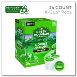 Green Mountain Coffee Double Black Diamond Coffee K-Cups, Dark Roast, 96/Carton