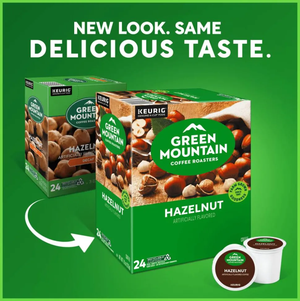 Green Mountain Coffee Hazelnut Coffee K-Cups, Light Roast, 96/Carton