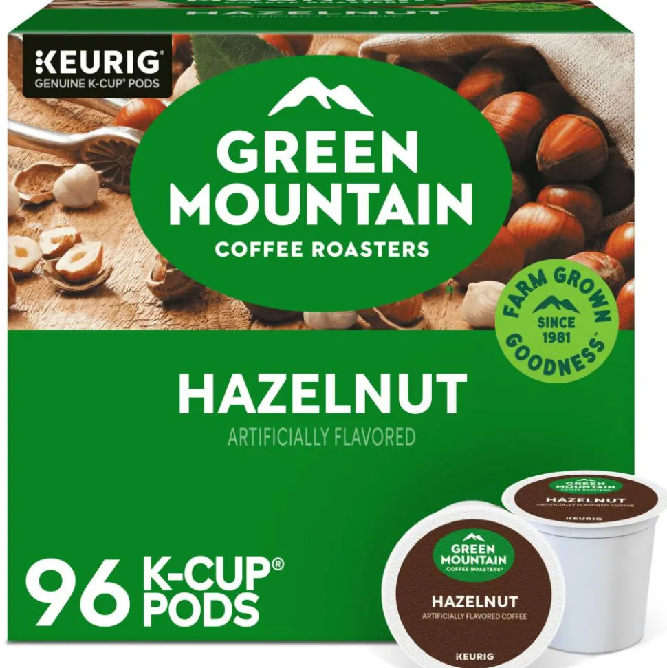 Green Mountain Coffee Hazelnut Coffee K-Cups, Light Roast, 96/Carton
