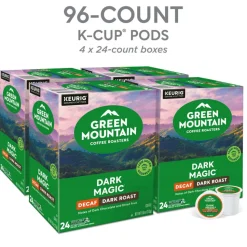 Green Mountain Coffee Roasters Dark Magic Decaf Keurig Single-Serve K-Cup Pods, Dark Roast, 24 Pods Per Pack, Case Of 4 Packs