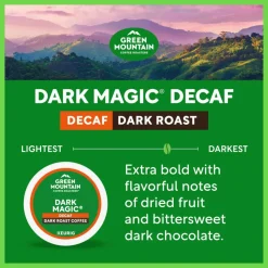 Green Mountain Coffee Roasters Dark Magic Decaf Keurig Single-Serve K-Cup Pods, Dark Roast, 24 Pods Per Pack, Case Of 4 Packs