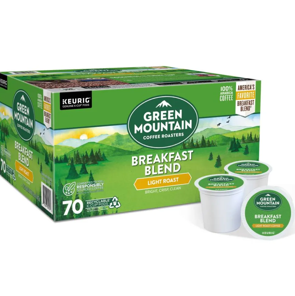 Green Mountain Coffee Roasters Keurig Single-Serve K-Cup Pods, Breakfast Blend, Light Roast, Pack Of 70 Pods