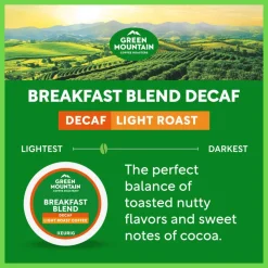 Green Mountain Coffee Roasters Single-Serve Coffee K-Cup, Breakfast Blend, 96 Count (4 Packs of 24)