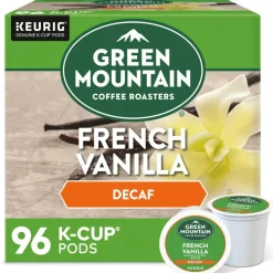Green Mountain Coffee Roasters French Vanilla Decaf Keurig Single-Serve K-Cup Pods, Light Roast Coffee, 24 Pods Per Pack, Case Of 4 Packs