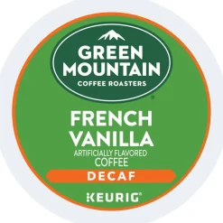 Green Mountain Coffee Roasters French Vanilla Decaf Keurig Single-Serve K-Cup Pods, Light Roast Coffee, 24 Pods Per Pack, Case Of 4 Packs