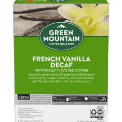 Green Mountain Coffee Roasters French Vanilla Decaf Keurig Single-Serve K-Cup Pods, Light Roast Coffee, 24 Pods Per Pack, Case Of 4 Packs