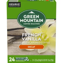 Green Mountain Coffee Roasters French Vanilla Decaf Keurig Single-Serve K-Cup Pods, Light Roast Coffee, 24 Pods Per Pack, Case Of 4 Packs