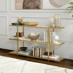 Greenwich 55" Wide Rectangular Console Table in Brass
