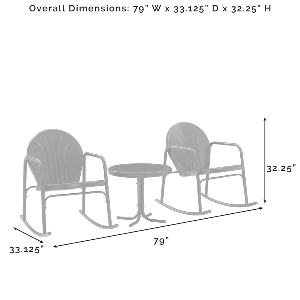 Griffith 3Pc Outdoor Metal Rocking Chair Set