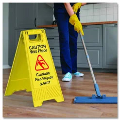 Gritt Commercial Caution Wet Floor Sign, 11.8 x 12 x 24, Yellow, 3/Pack
