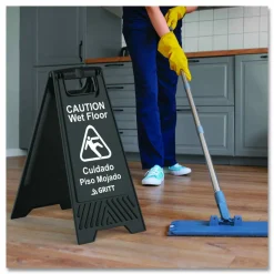 Gritt Commercial Caution Wet Floor Sign, 11.8 x 12 x 24, Black, 3/Pack