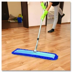 Gritt Commercial All-In-One Microfiber Dust Mop Set with Telescopic Handle, 48 x 5, Blue Microfiber Head, 40" to 72" Silver Aluminum Handle