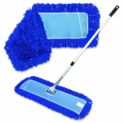 Gritt Commercial All-In-One Microfiber Dust Mop Set with Telescopic Handle, 36 x 5, Blue Microfiber Head, 72" Silver Aluminum Handle, 4/Kit