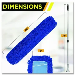 Gritt Commercial All-In-One Microfiber Dust Mop Set with Telescopic Handle, 48 x 5, Blue Microfiber Head, 72" Silver Aluminum Handle, 4/Kit