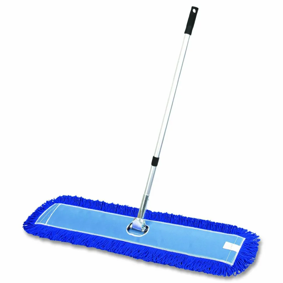 Gritt Commercial All-In-One Microfiber Dust Mop Set with Telescopic Handle, 48 x 5, Blue Microfiber Head, 72" Silver Aluminum Handle, 4/Kit
