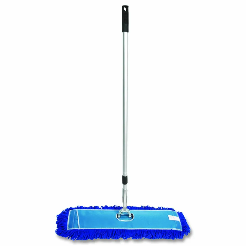 Gritt Commercial All-In-One Microfiber Dust Mop Set with Telescopic Handle, 60 x 5, Blue Microfiber Head, 72" Silver Aluminum Handle, 4/Kit