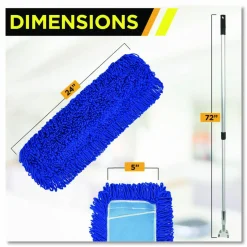 Gritt Commercial All-In-One Microfiber Dust Mop Set with Telescopic Handle, 60 x 5, Blue Microfiber Head, 72