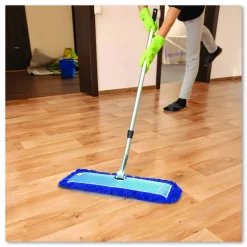 Gritt Commercial All-In-One Microfiber Dust Mop Set with Telescopic Handle, 36 x 5, Blue Microfiber Head, 40" to 72" Silver Aluminum Handle