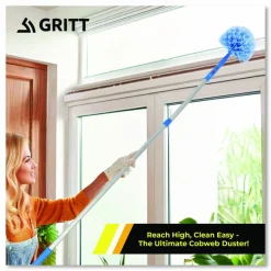 Gritt Commercial Cobweb/Corner Duster Brush with Telescopic Pole, 3 ft to 6 ft Handle, 3/Kit