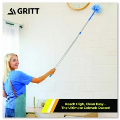 Gritt Commercial Cobweb/Corner Duster Brush with Telescopic Pole, 3 ft to 6 ft Handle, 3/Kit