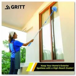 Gritt Commercial Cobweb/Corner Duster Brush with Telescopic Pole, 3 ft to 6 ft Handle