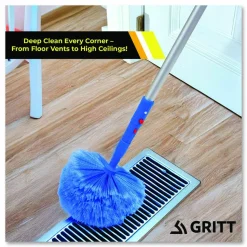 Gritt Commercial Cobweb/Corner Duster Brush with Telescopic Pole, 3 ft to 6 ft Handle, 2/Kit