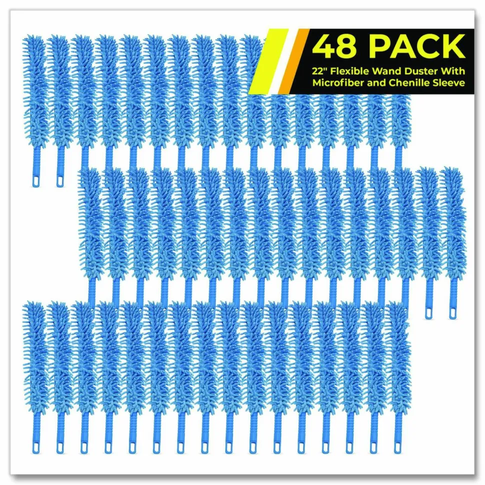 Gritt Commercial Flexible Wand Duster with Microfiber and Chenille Sleeve, 22" Length, 48/Carton
