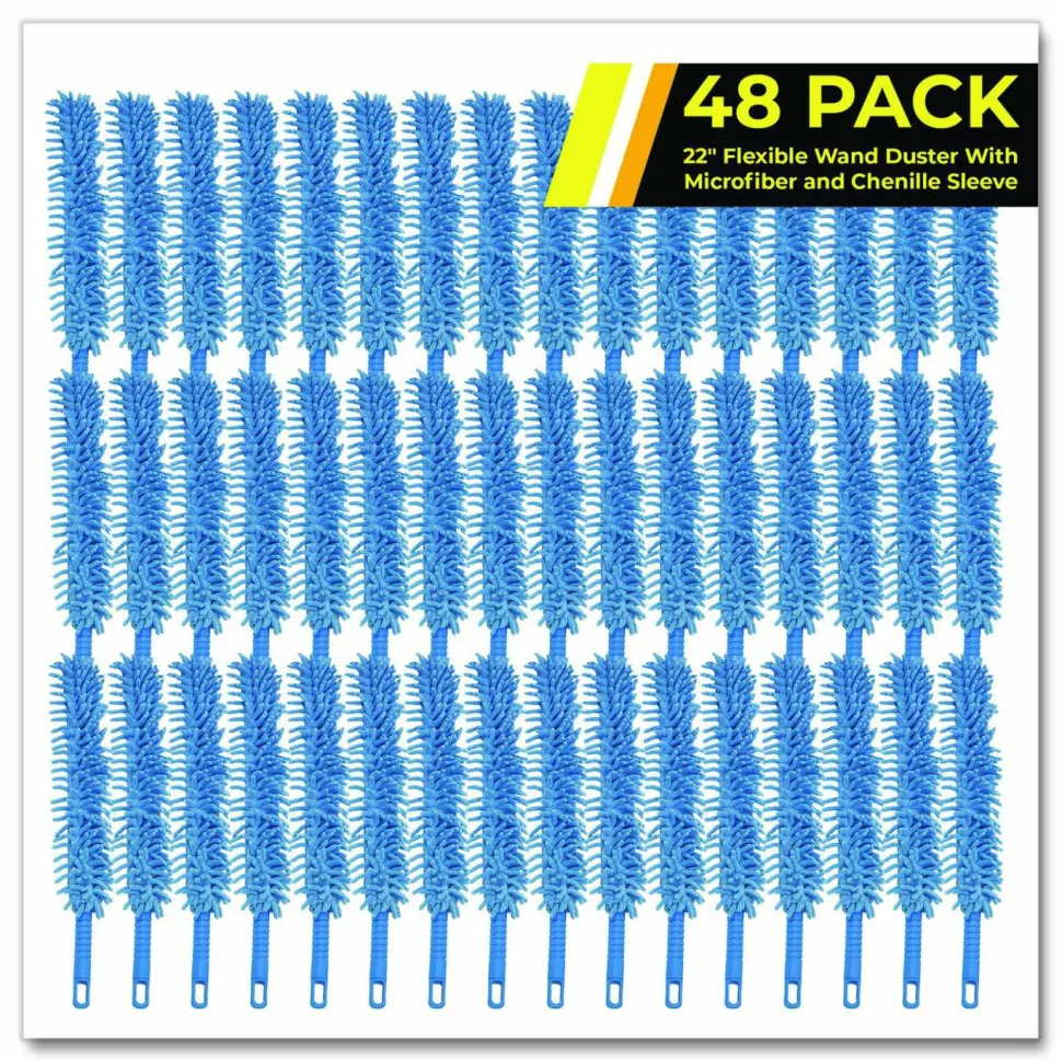 Gritt Commercial Flexible Wand Duster with Microfiber and Chenille Sleeve, 22" Length, 48/Carton