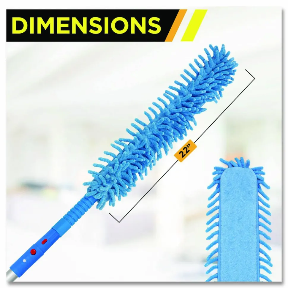 Gritt Commercial Flexible Wand Duster with Microfiber and Chenille Sleeve, 22" Length, 2/Pack