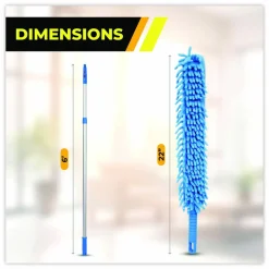 Gritt Commercial Flexible Wand Duster with Microfiber and Chenille Sleeve and 6 ft Telescopic Pole, 2/Kit