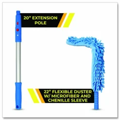 Gritt Commercial Flexible Wand Duster with Microfiber and Chenille Sleeve and 20