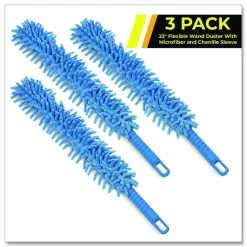 Gritt Commercial Flexible Wand Duster with Microfiber and Chenille Sleeve, 22" Length, 3/Pack