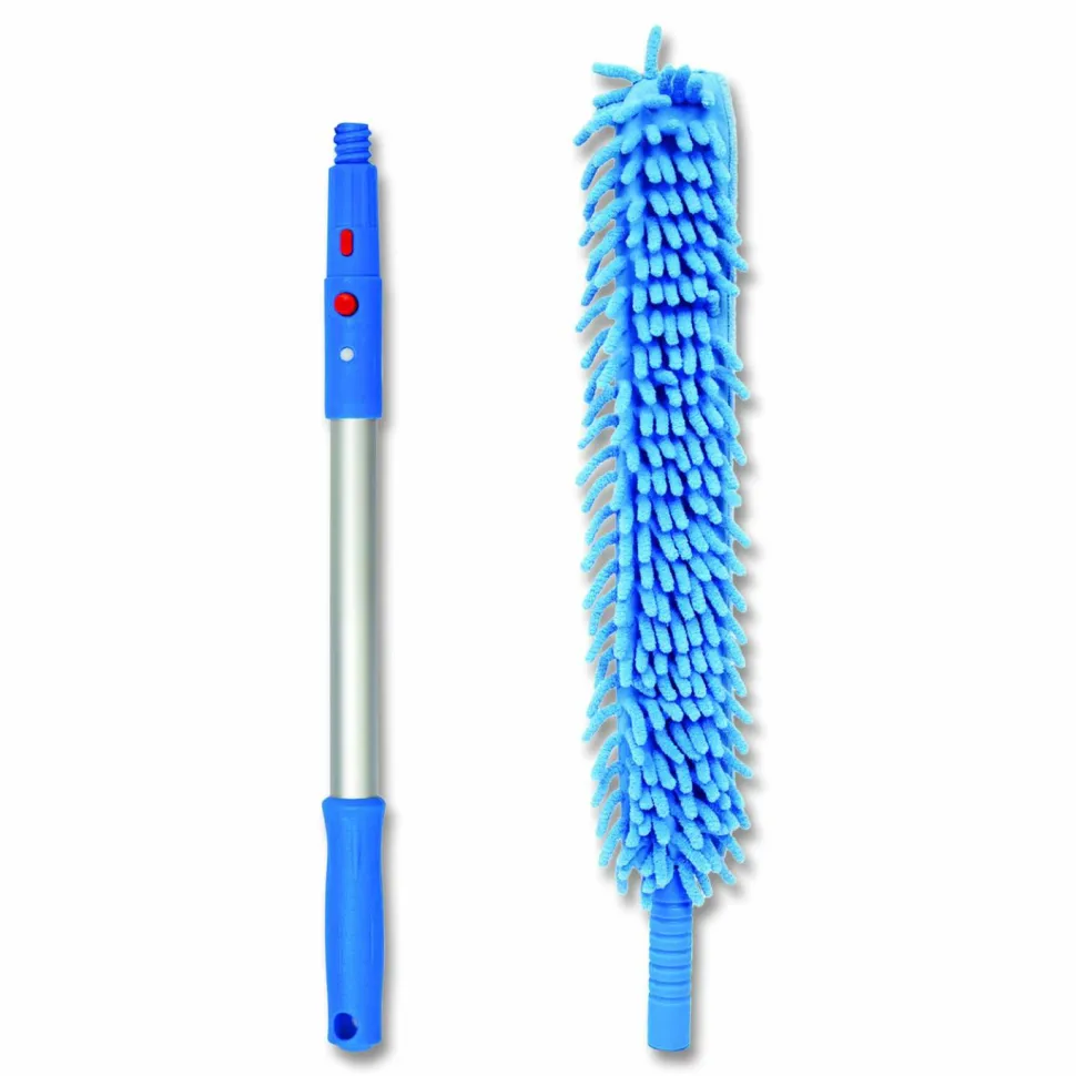 Gritt Commercial Flexible Wand Duster with Microfiber and Chenille Sleeve and 20" Pole, 3/Kit