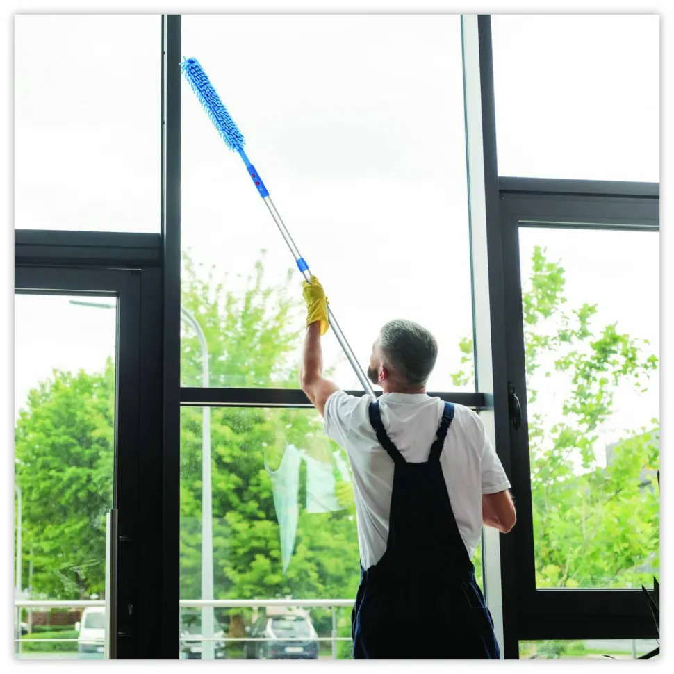 Gritt Commercial Flexible Wand Duster with Microfiber and Chenille Sleeve and 6 ft Telescopic Pole