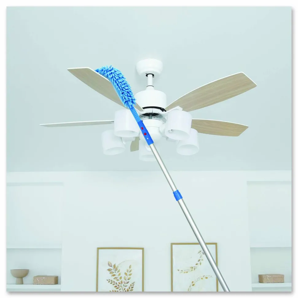 Gritt Commercial Flexible Wand Duster with Microfiber and Chenille Sleeve and 6 ft Telescopic Pole