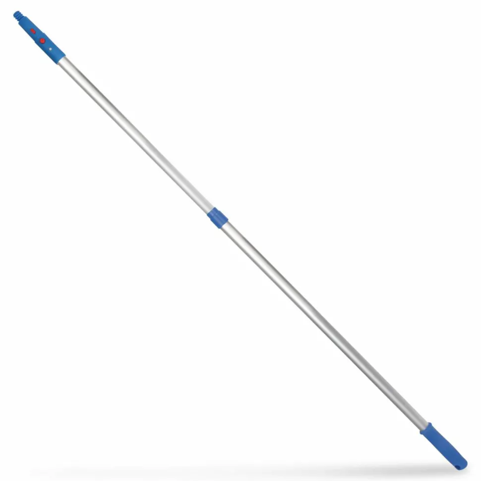 Gritt Commercial 6 ft Telescopic Aluminum Extension Pole with Click/Lock Adapter Cone, 3.5 ft to 6 ft, Blue/Silver