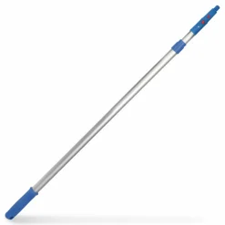 Gritt Commercial 6 ft Telescopic Aluminum Extension Pole with Click/Lock Adapter Cone, 3.5 ft to 6 ft, Blue/Silver