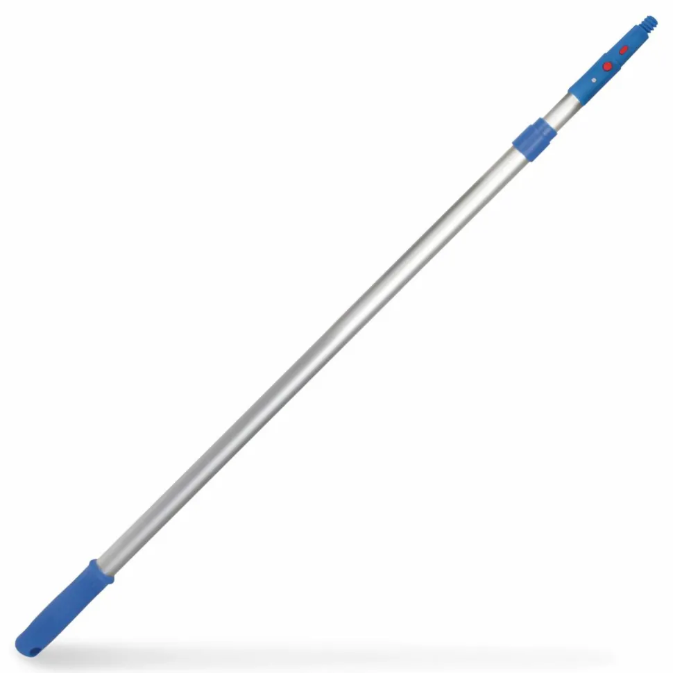 Gritt Commercial 6 ft Telescopic Aluminum Extension Pole with Click/Lock Adapter Cone, 3.5 ft to 6 ft, Blue/Silver