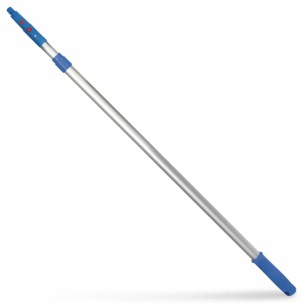 Gritt Commercial 6 ft Telescopic Aluminum Extension Pole with Click/Lock Adapter Cone, 3.5 ft to 6 ft, Blue/Silver