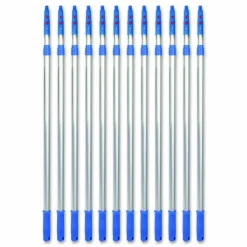 Gritt Commercial 6 ft Telescopic Aluminum Extension Pole with Click/Lock Adapter Cone, 3.5 ft to 6 ft, Blue/Silver, 12/Carton