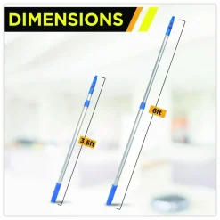 Gritt Commercial 6 ft Telescopic Aluminum Extension Pole with Click/Lock Adapter Cone, 3.5 ft to 6 ft, Blue/Silver, 2/Pack
