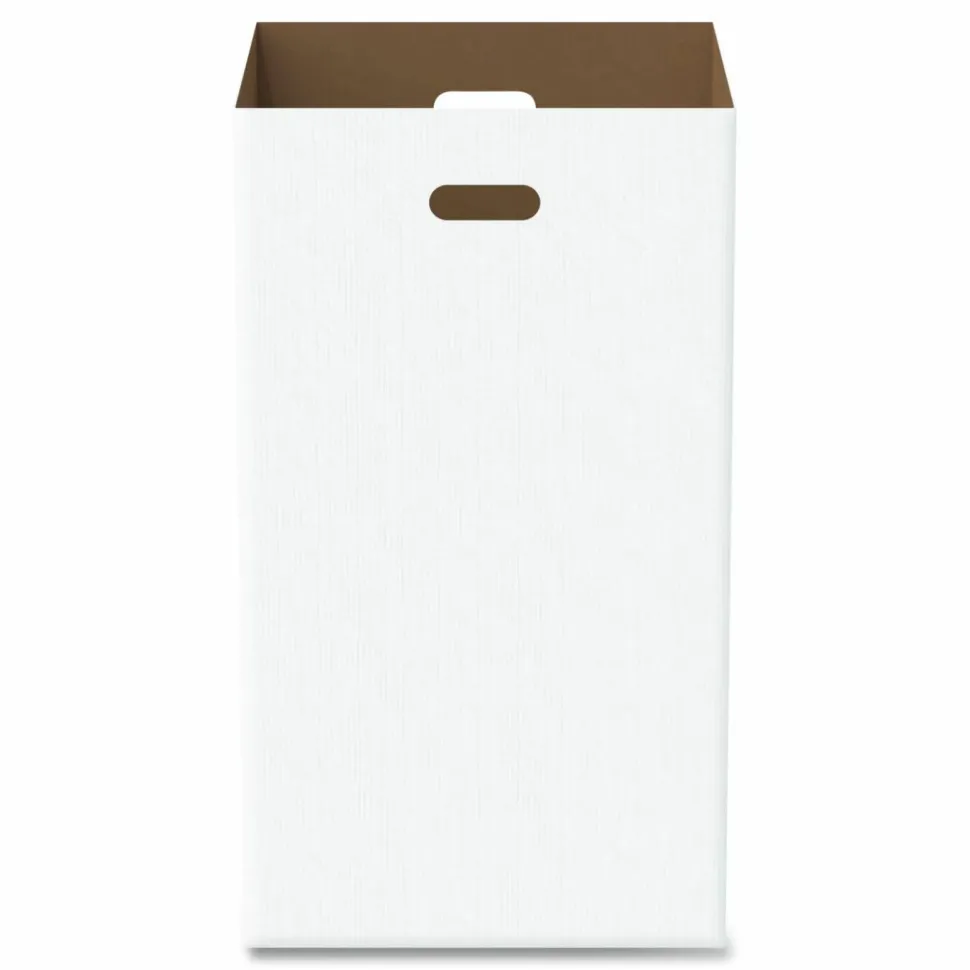 Gritt Commercial 40 Gallon Corrugated Cardboard Trash Can and Recycling Container, White, 10/Carton