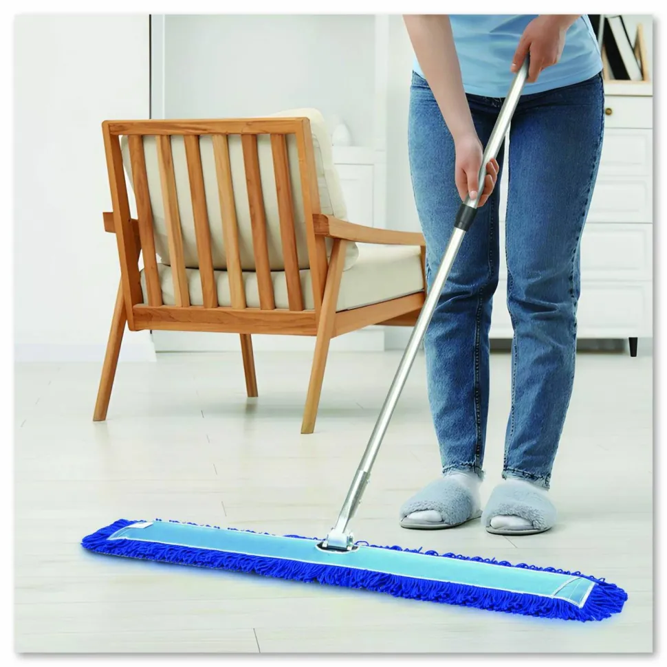 Gritt Commercial Microfiber Looped Dust Mop Pad Head, 60 x 5, Blue, 6/Pack
