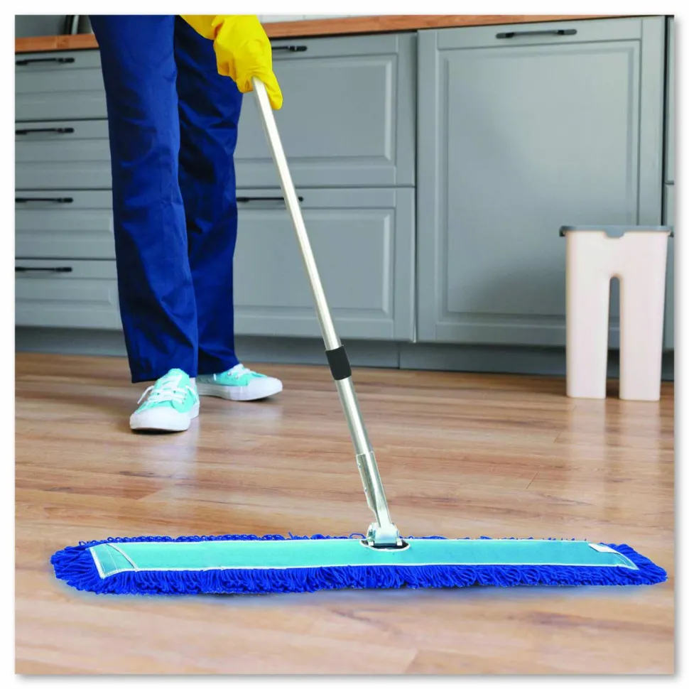 Gritt Commercial Microfiber Looped Dust Mop Pad Head, 60 x 5, Blue, 6/Pack