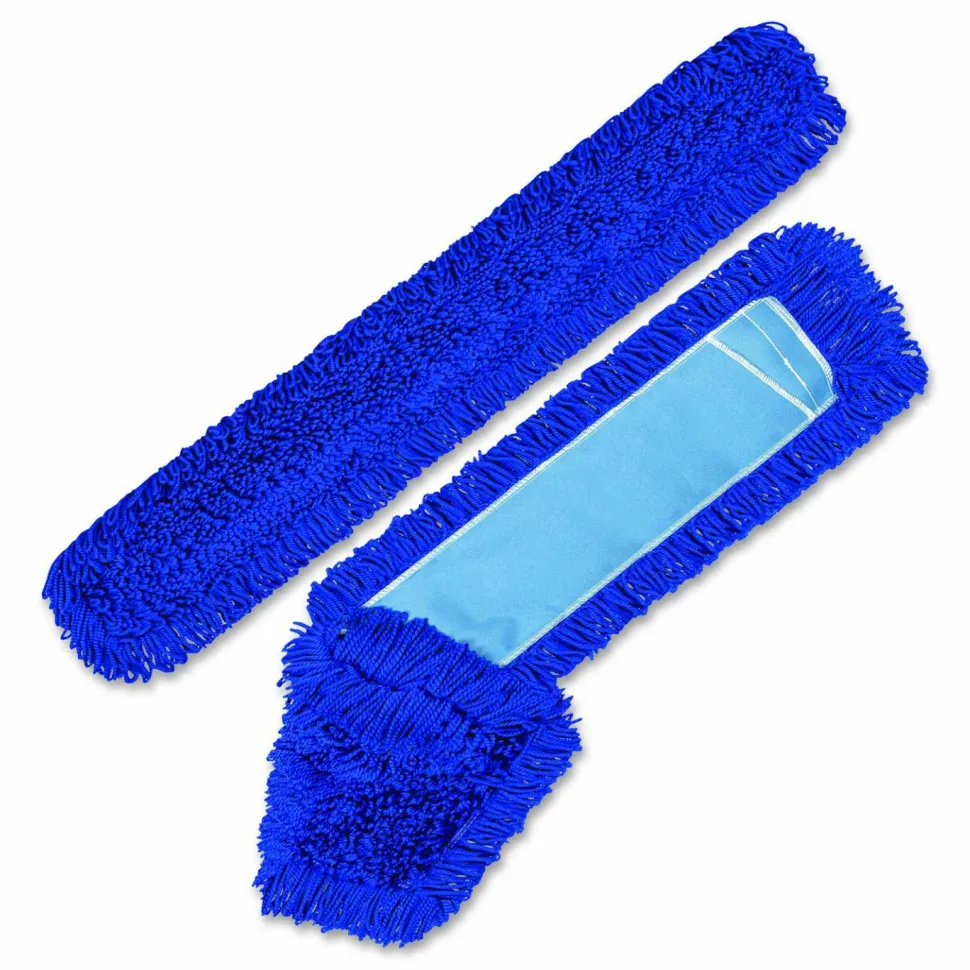 Gritt Commercial Microfiber Looped Dust Mop Pad Head, 60 x 5, Blue, 6/Pack